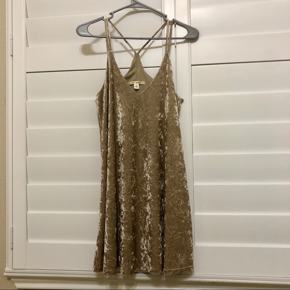 Francesca’s Velvet Gold Dress
